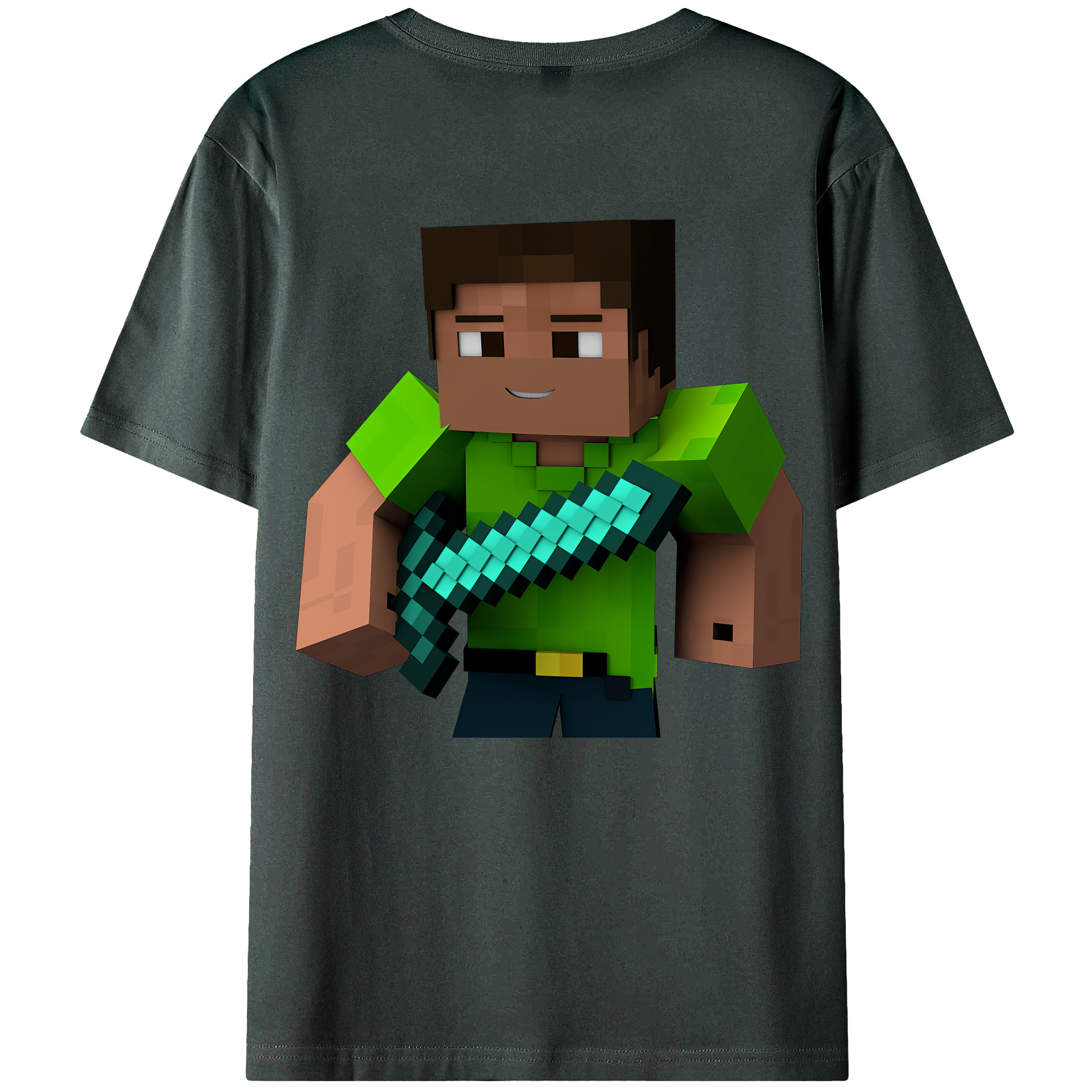 （画像用） マインクラフト ブロックの世界 Minecraft MC Block world 綿100％ メンズ半袖Tシャツ（バックプリント） 通気性